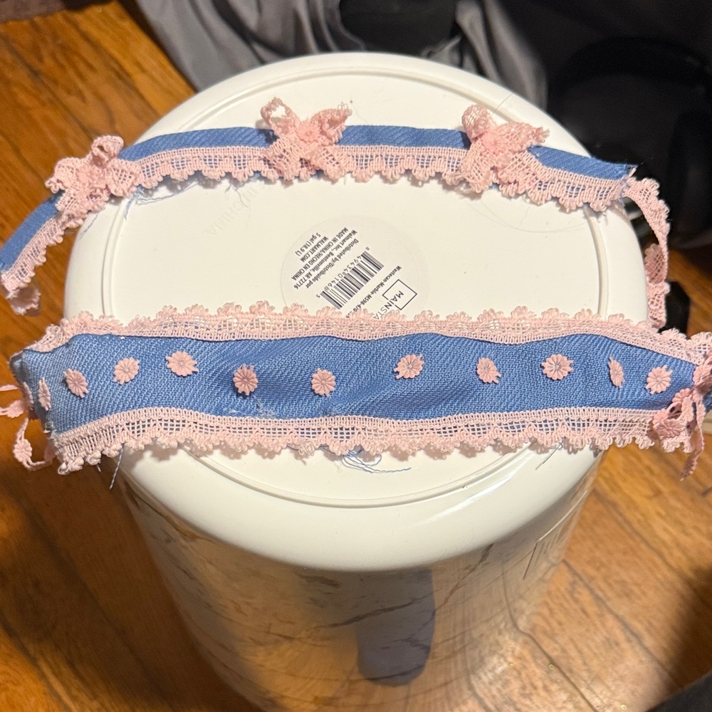 Lolita Blue and Pink Lace Headband cover with matching choker